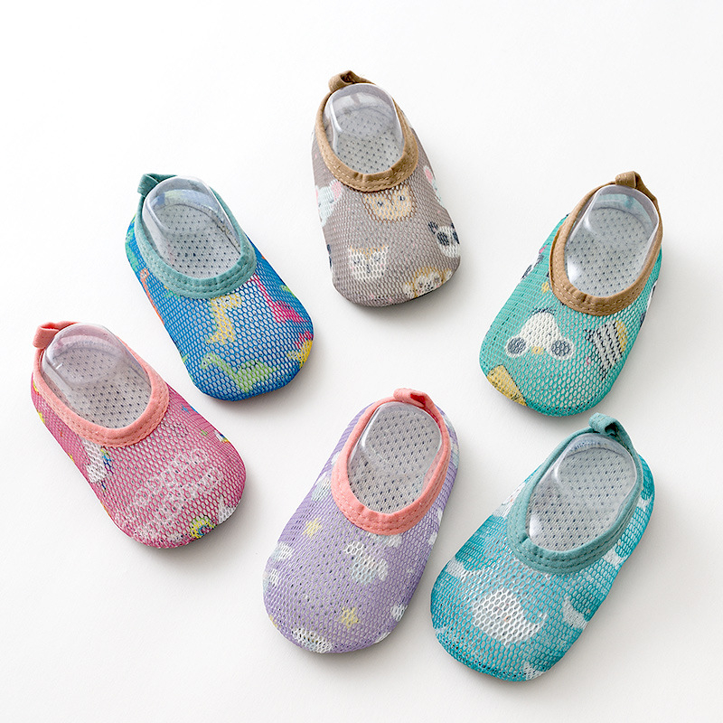 QC-A46 Infant Boys Girls Animal Prints Cartoon Socks Toddler Breathable Mesh The Floor Socks Barefoot Socks Non Slip Shoes
