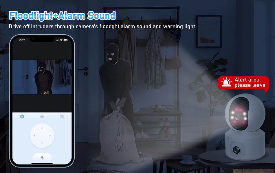Indoor Pan/Tilt Smart Security Camera, 1080p HD Dog-Camera,2.4GHz with Night Vision,Motion Detection for Baby and Pet Monitor, Cloud & SD Card Storage, Works with Alexa& Google Home (EC70), White