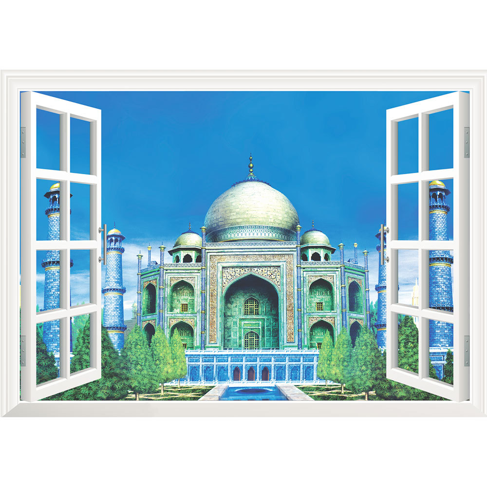 Muslim Eid al Fitr living room background wall stickers and murals home decorative painting CRRshop free shipping hot sell 3D PVC flat wall sticker Three-dimensional false window