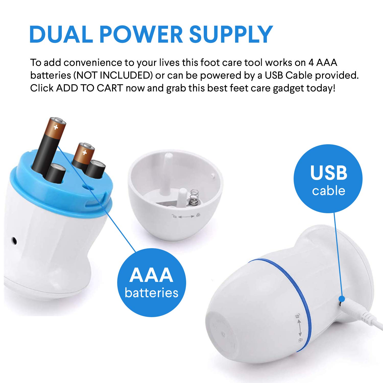 Portable Electric Foot Grinder - USB Electronic Foot File, Pedicure Foot Care Tools - Dual-Speed Callus Remover for Dead Hard Cracked Dry Skin - Foot Heel Repair
