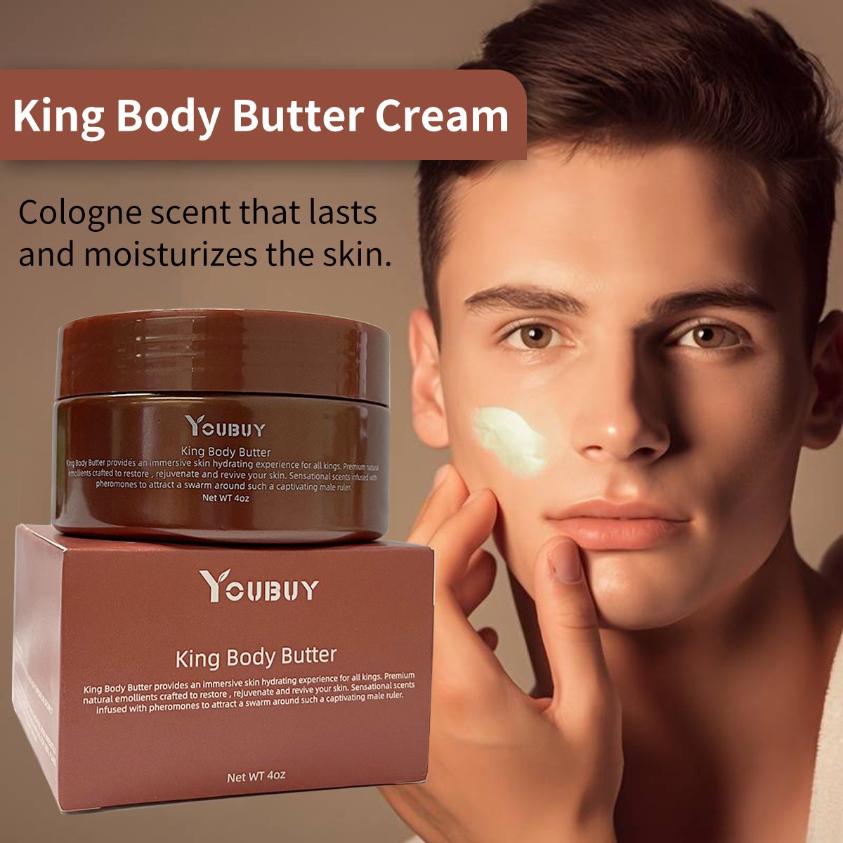 Cross border exclusive YOUBUY men's cologne body lotion with moisturizing, smooth, non greasy, and anti drying plant-based skincare lotion