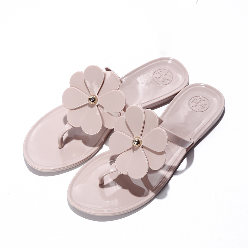 PVC flip flops and flat all-match flower sandals and slippers