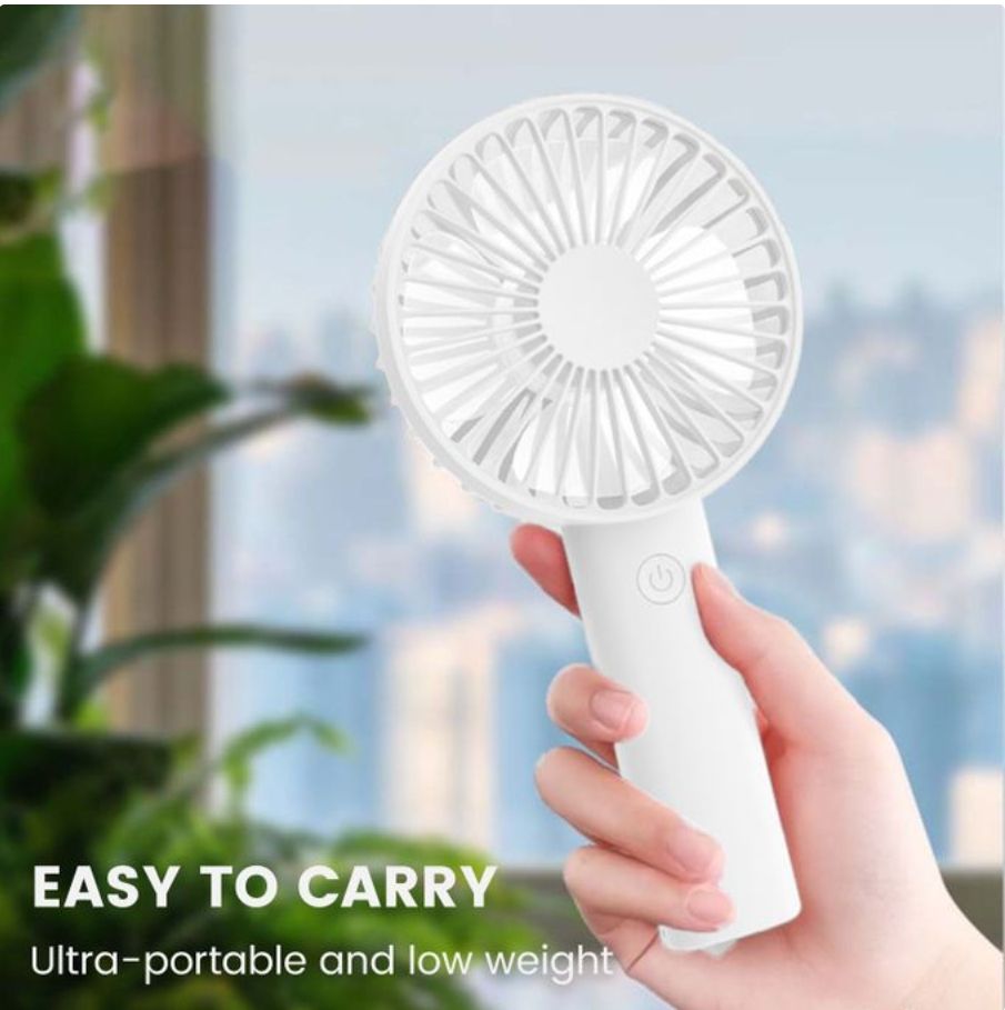 Hand Held USB Rechargeable Fan Desktop Phone Holder - White/ Green/Blue