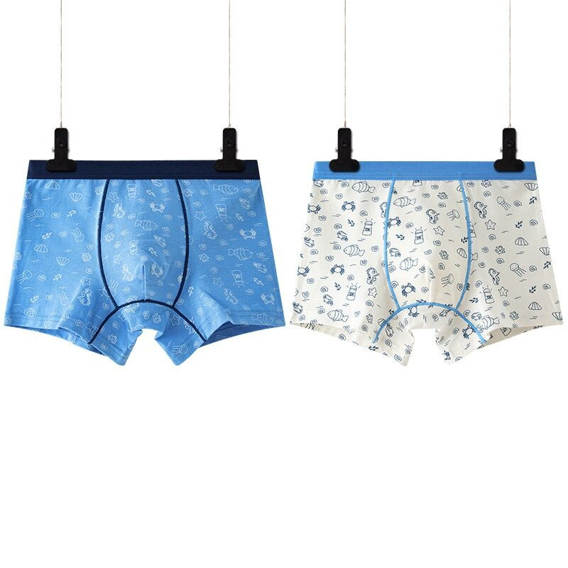 2pcs/lot Green Boy Underwear Boxer All Seasons Boy Cotton Underpanties Kids Clothes 3 4 6 8 10 12 14 Years Old