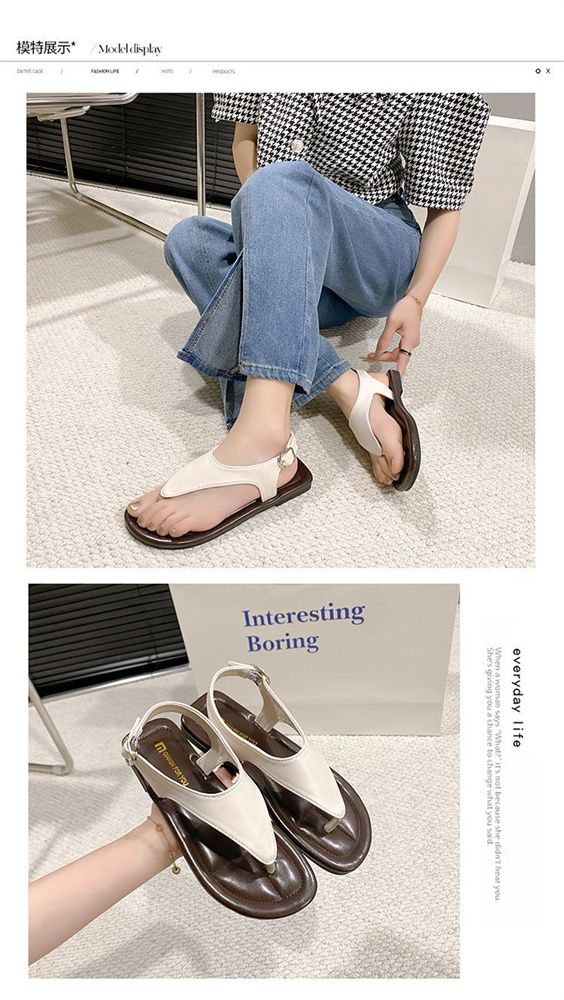 2025 summer new fashion breathable casual shoes buckle personality clip-toe flat shoes low top wear low top sandals
