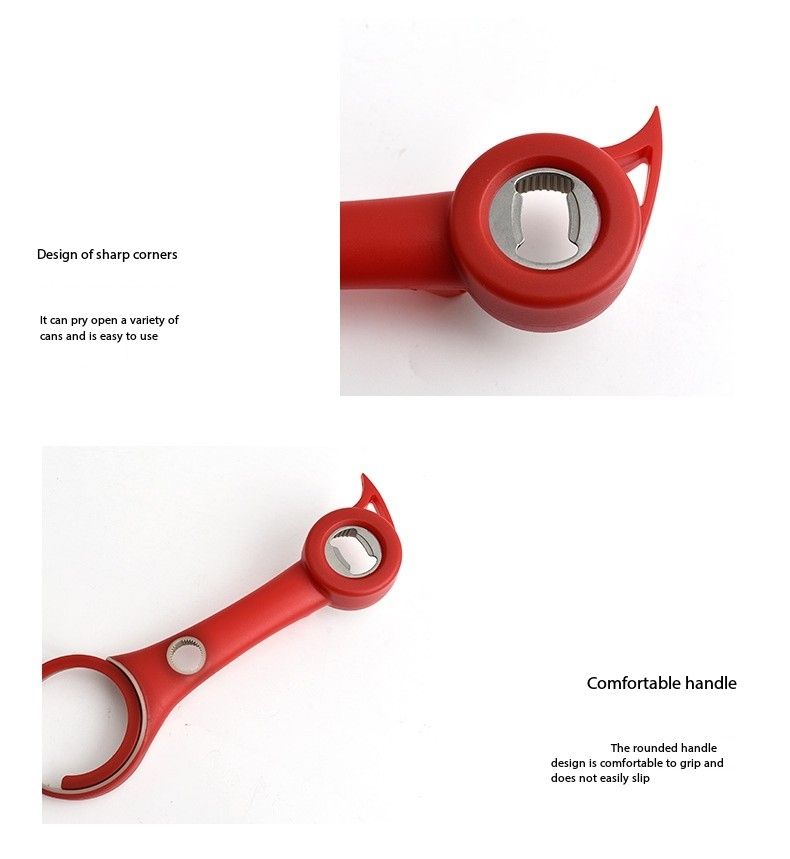 Plastic 4-in-1 Bottle Opener - Creative Multifunctional Lid Twist, Beer, and Can Opener for Home Use