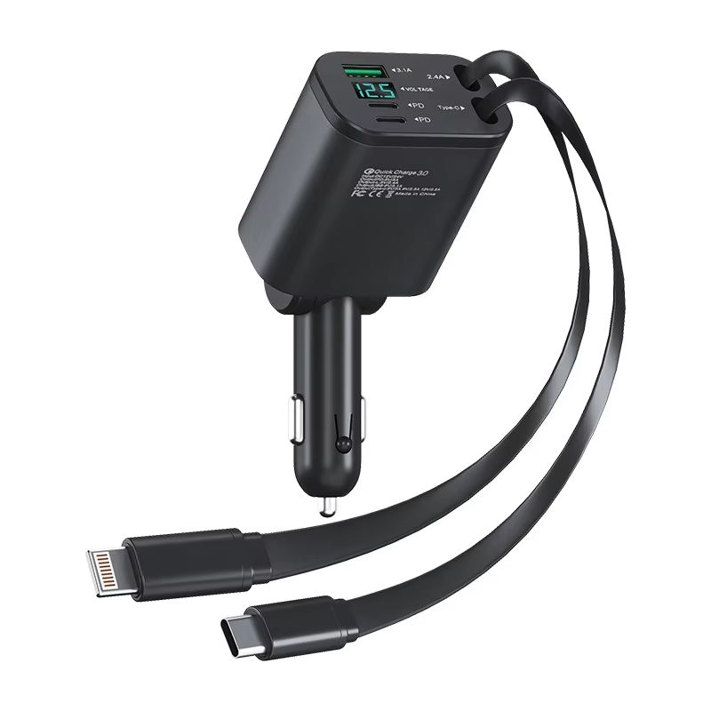Retractable Car Charger, 69W USB C Car Accessories Adapter for iPhone 16 USB C Charger Fast Charging, Fathers Day for Gifts, Travel Essentials Gifts for Women Men, for iPhone 16 15 14 13 12
