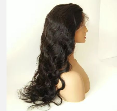 100% unprocessed Remy Hair Indian hair vendor  body wave cuticle aligned Indian hair lace front wig 13*4 wig Deep 18"