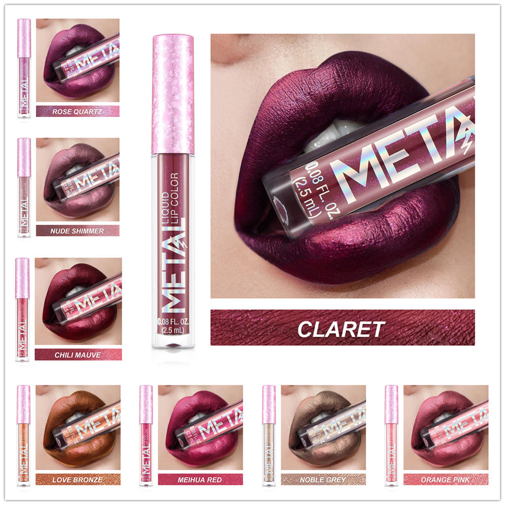 GM18062 Glitter Liquid Lipsticks, Diamond Shimmer Metallic Lipstick Waterproof Long Lasting Shimmer Shinning Lip Gloss