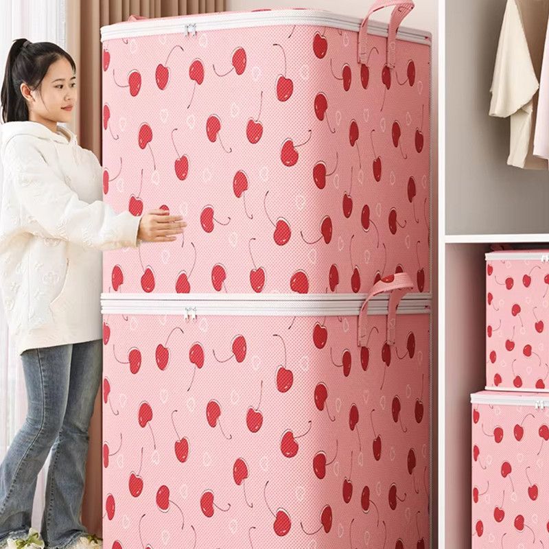 Large Capacity Clothing Storage Bag Portable Clothing Quilt Storage Bag Bedroom Organizer Foldable Dust-Proof Quilt Zipper Bag
