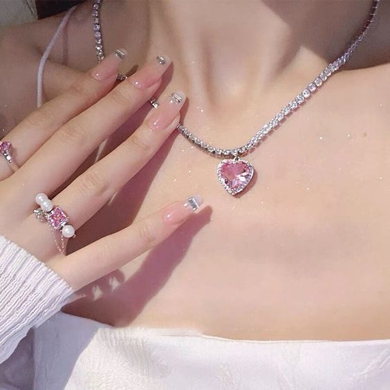 5718201 Y2K Crystal Heart Necklace Fashion Kpop Shiny Clavicle Chain Necklaces for Women Girls New Trend Party Gifts Jewelry