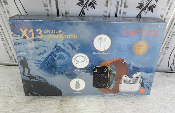 X13 UNIQUE SMARTWATCH WITH AIRPOD,CHARGER ALL IN ONE BOX