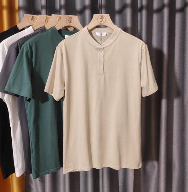 ZARA Men's Cotton T-Shirts Button Soft Regular Size Skin-Friendly with Men's Tee