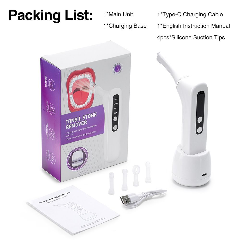 Portable Tonsil Stone Removal Tool, Electric Adjustable Oral Irrigator with Sterilization Storage Bin, Low Stimulation Oral Calculus Cleaner, Reusable Mouth Hygiene Device for Daily Oral Care