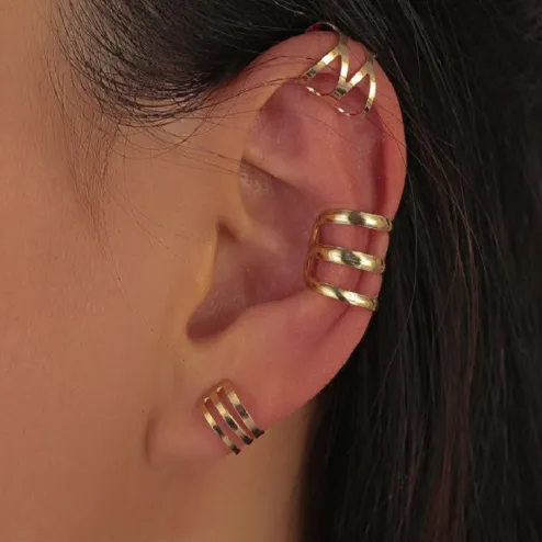 Hollow U Shape Punk Rock Ear Clip Cuff Wrap Earrings No Piercing Clip Unisex Gold TospinoMall online shopping platform in GhanaTospinoMall Ghana online shopping