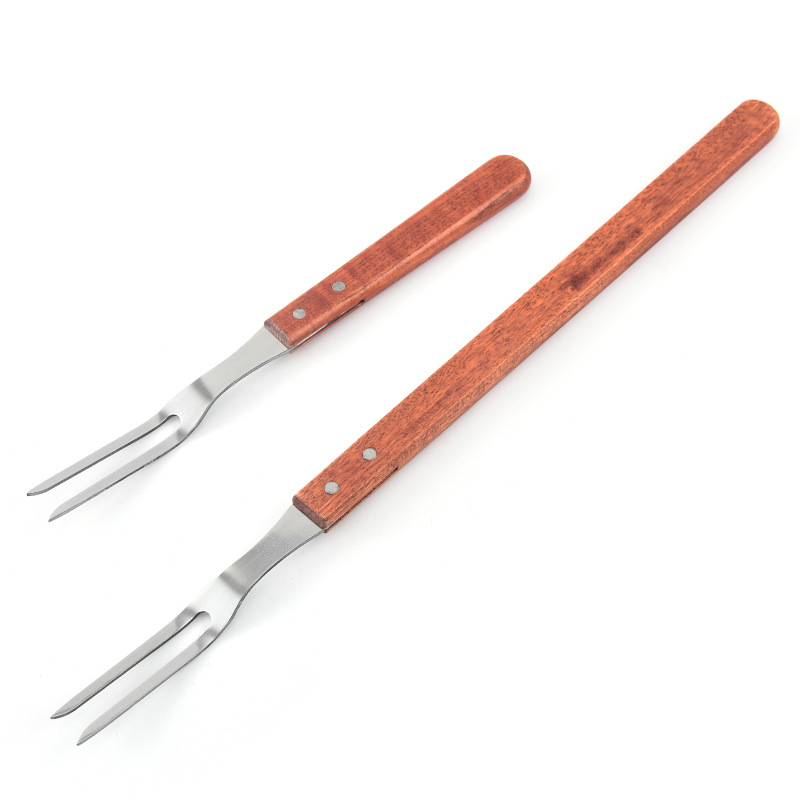 Meat Fork , Cooking Forks with Wooden Handle, Heavy Duty Stainless Steel BBQ Fork, Long Metal Chef Kitchen Forks for Barbecue, Serving, Cooking, Grilling, Roasting