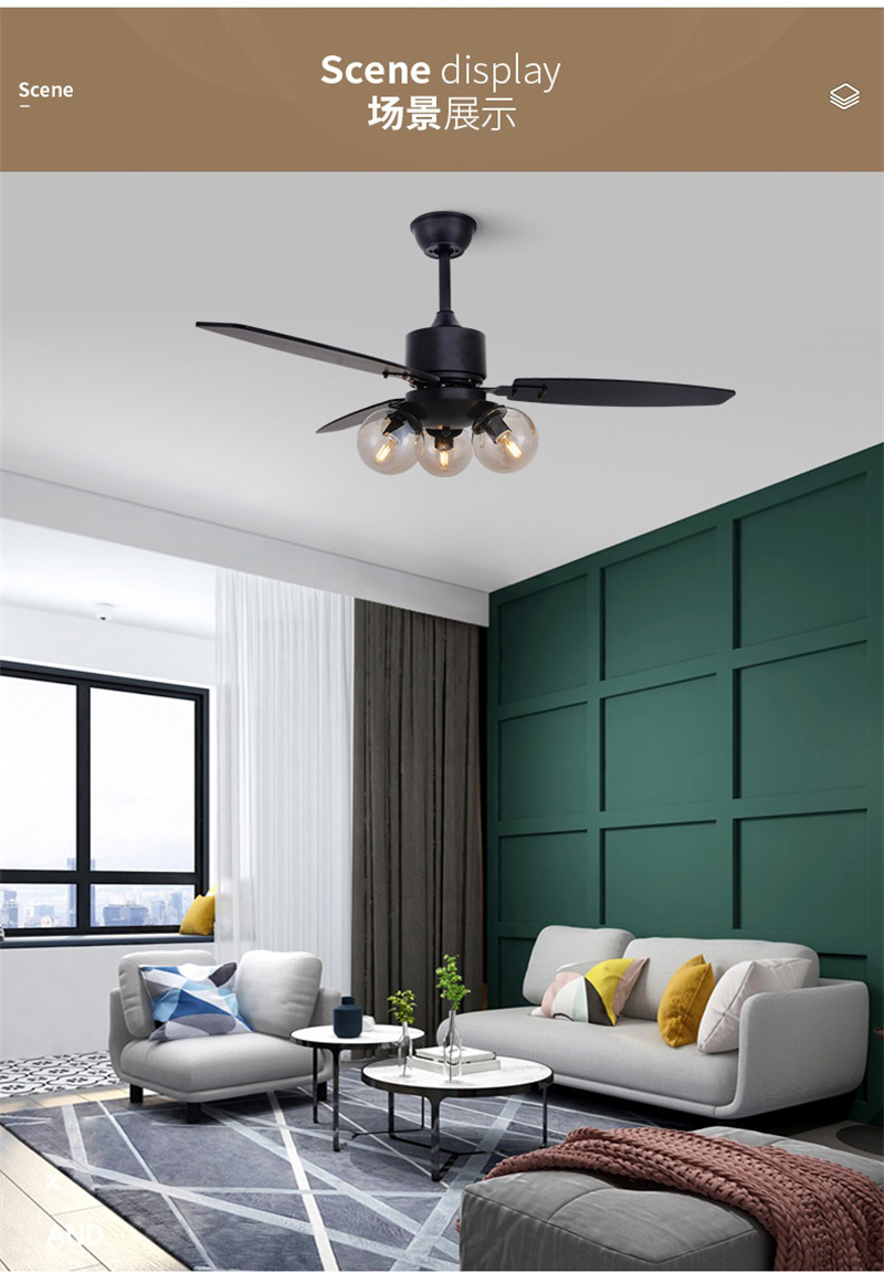  OUFULA Modern Nordic Creative Glass Lamp With Remote Control Bedroom Ceiling Fan With Light 42 Inches