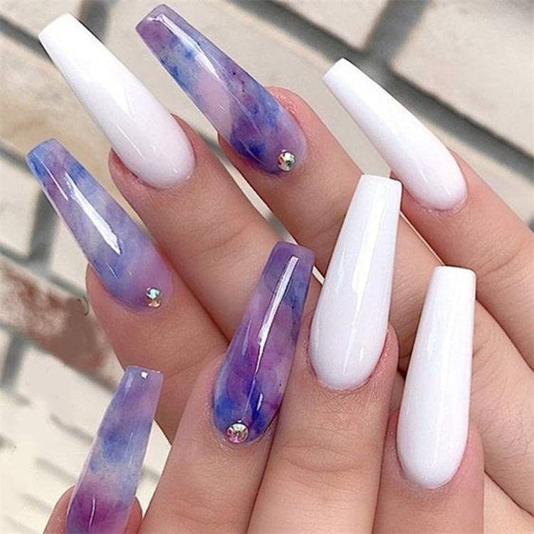 Halloween Fake Nail With Designs Coffin Artificial Nails Tips Overhead With Glue Press On Nail False Nails Set Nail Art Tools Accessories