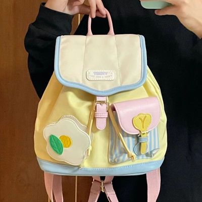 Fashion Colorful School Women Flower String Bag Mini Backpack Travel for College University Schoolbag Backpacks