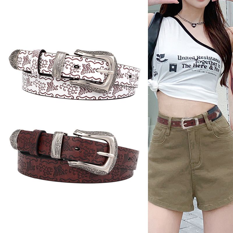 Printed butterfly belt for women American retro old everything with high-grade belt 5108