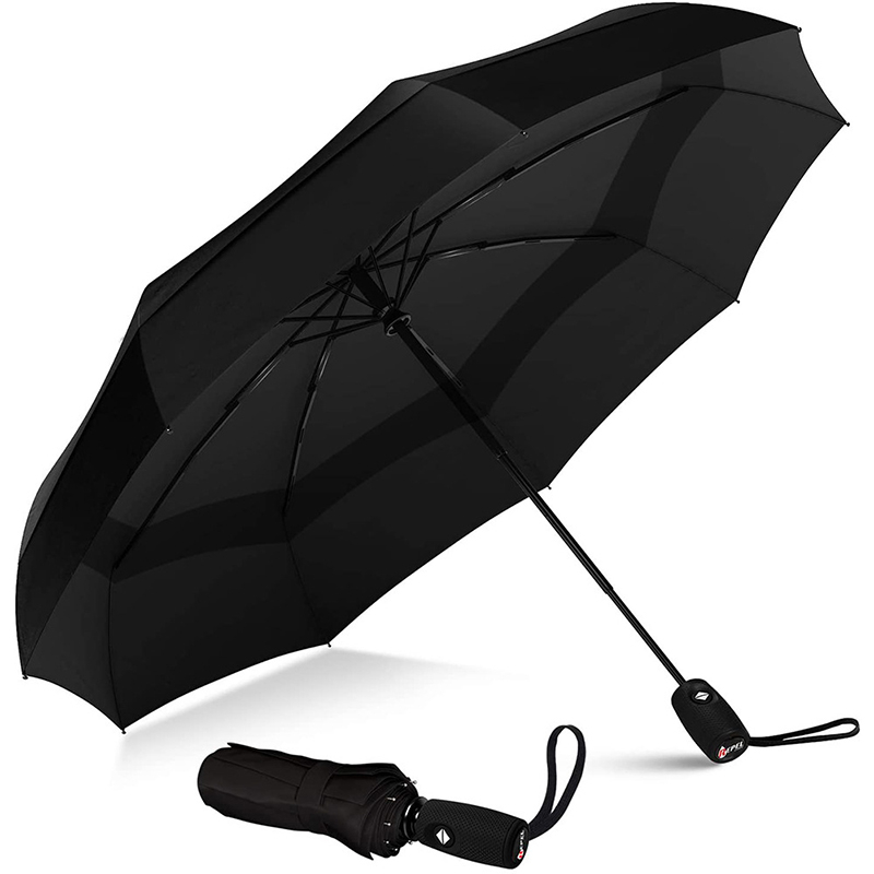 Windproof Travel Umbrella - Compact, Light, Automatic, Strong and Portable - Wind Resistant, Small Folding Backpack Umbrella for Rain - Men and Women