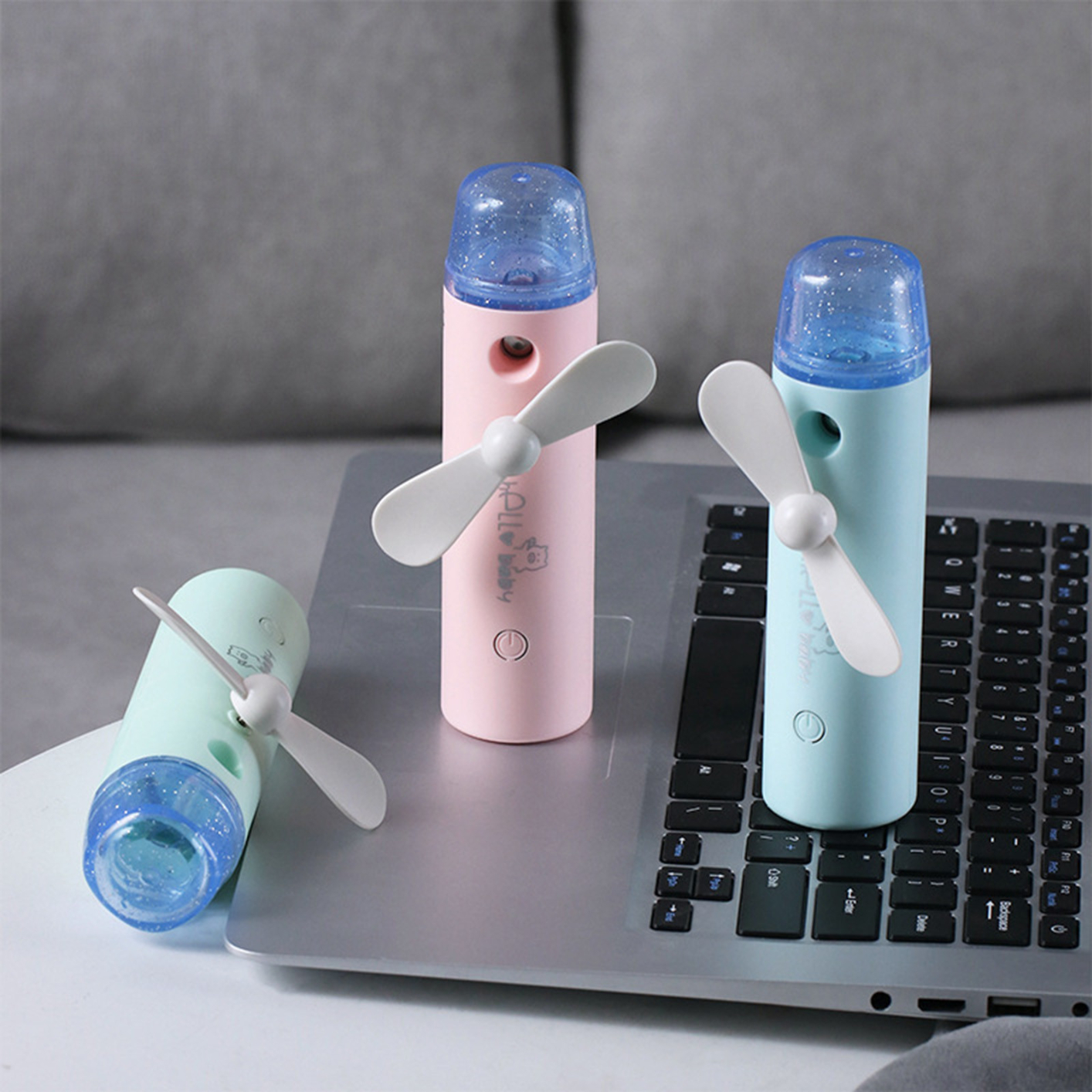Portable Fan Handheld Portable Spray Natural Wind Mode Handheld Fan Portable Misting Usb Rechargeable Mini With Spray Bottle
