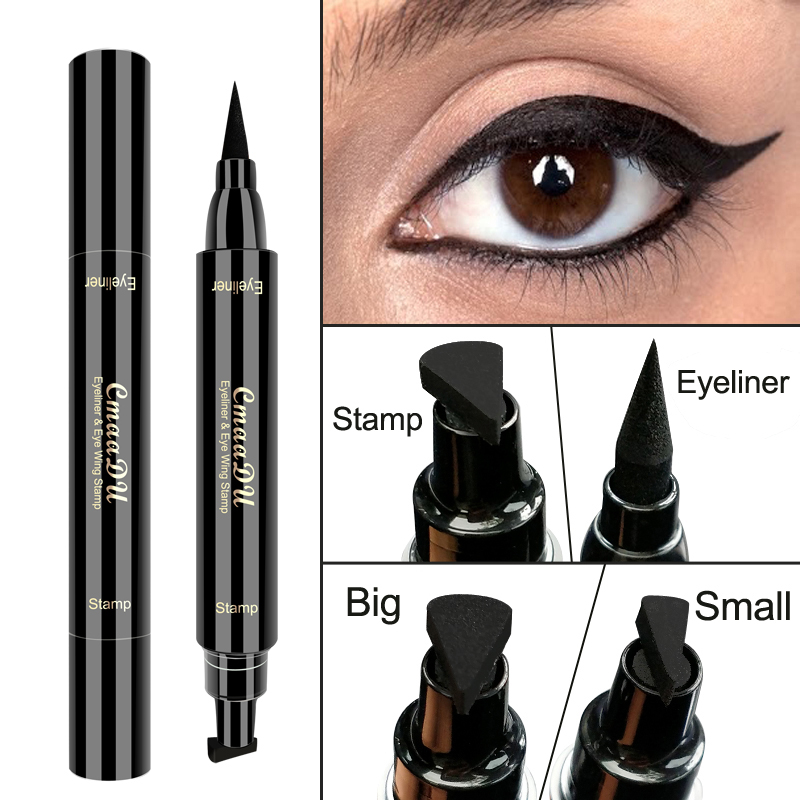 CmaaDu 2 In 1 Liquid Eyeliner Stamp Pen Eye Liner Pencil Waterproof Long-lasting Eye Makeup