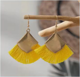 Woven Earrings Fashion Personality Colorful Fringe Exaggerated Earrings for Women 
