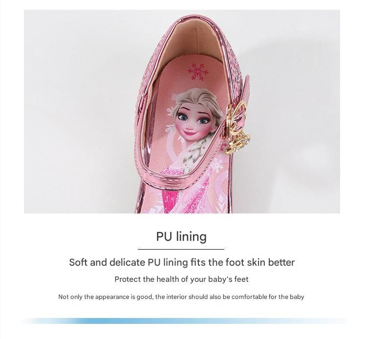 Dress Shoes Girls' High-Heeled Sandals Summer New Children's Crystal Shoes Children's Soft Soled Snow Princess Shoes