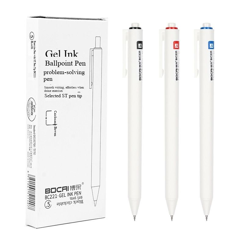 High-Value Simple Design ST Head 0.5mm Gel Pen Retractable Anti-Skip Smooth Ink Office Student Exam Writing Pen Stationery Supplies