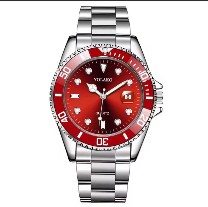 YOLAKO Top Brand Casual Sport Watches for Men Stainless Steel Date Wrist Watch Man Clock Fashion Mens Wristwatch
