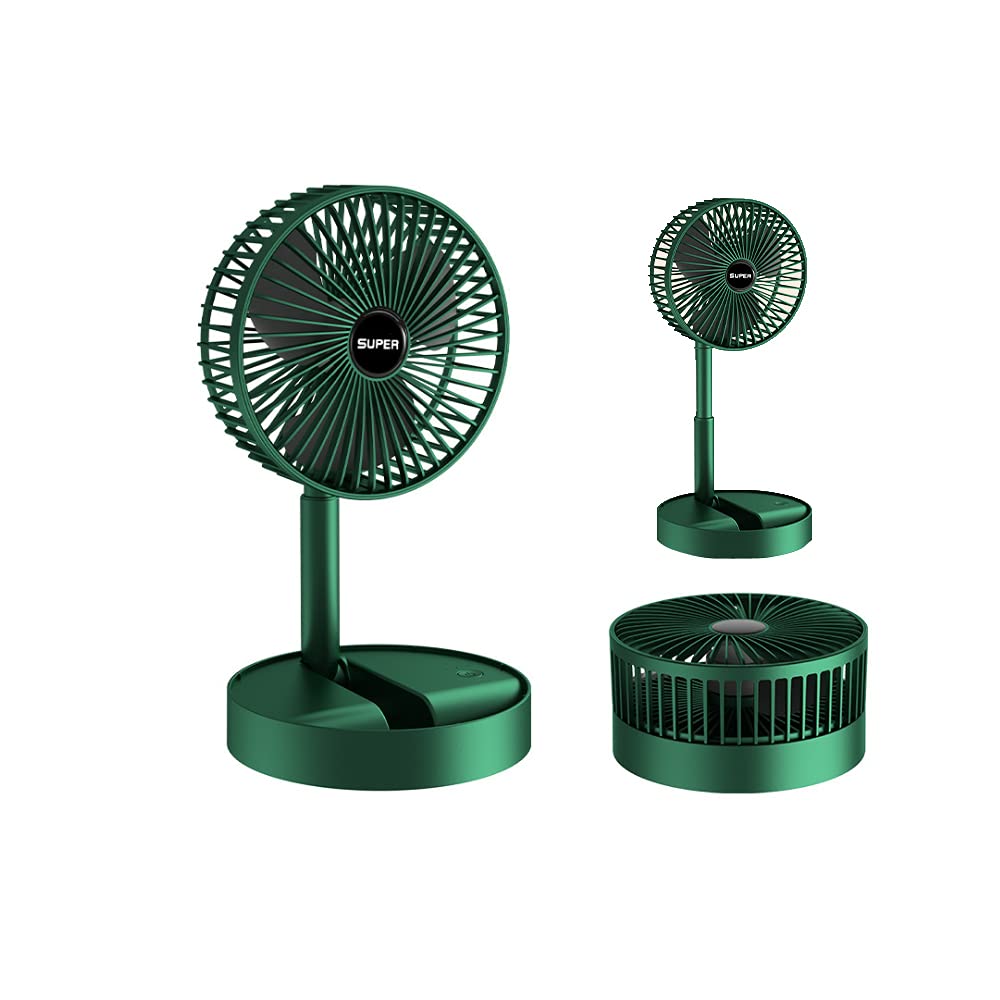 Portable Folding Fan, Rechargeable Standing Pedestal USB Fan, 3 Speeds, 2000mAh Battery Operated Fan for Home, Camping, Outdoor and Office