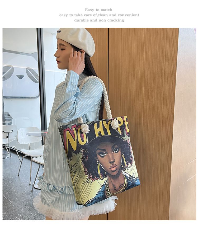 Miss DG Painting hand bag Cartoon canvas bag Large capacity Beauty Tote bag Shopping shoulder bag