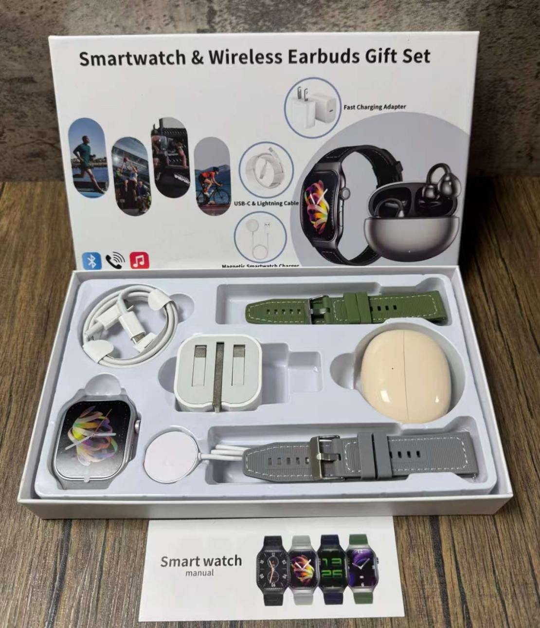 H7 6‑in‑1 Multi‑Function Smart Watch Earbud Combo Set, Bluetooth Call Sports Smartwatch, Fitness Activity Tracker with Multiple Practical Modes for Men Women Daily Sports