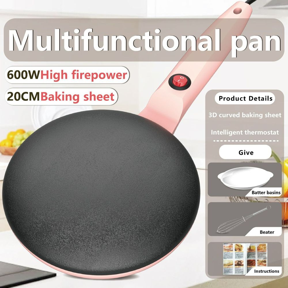 Electric Crepe Maker 8 Inch,  Portable Crepe Maker & Hot Plate Cooktop On/Off Switch, Nonstick Coating, Automatic Temperature Control, Easy To Use For Pancakes, Blintz, Chapati