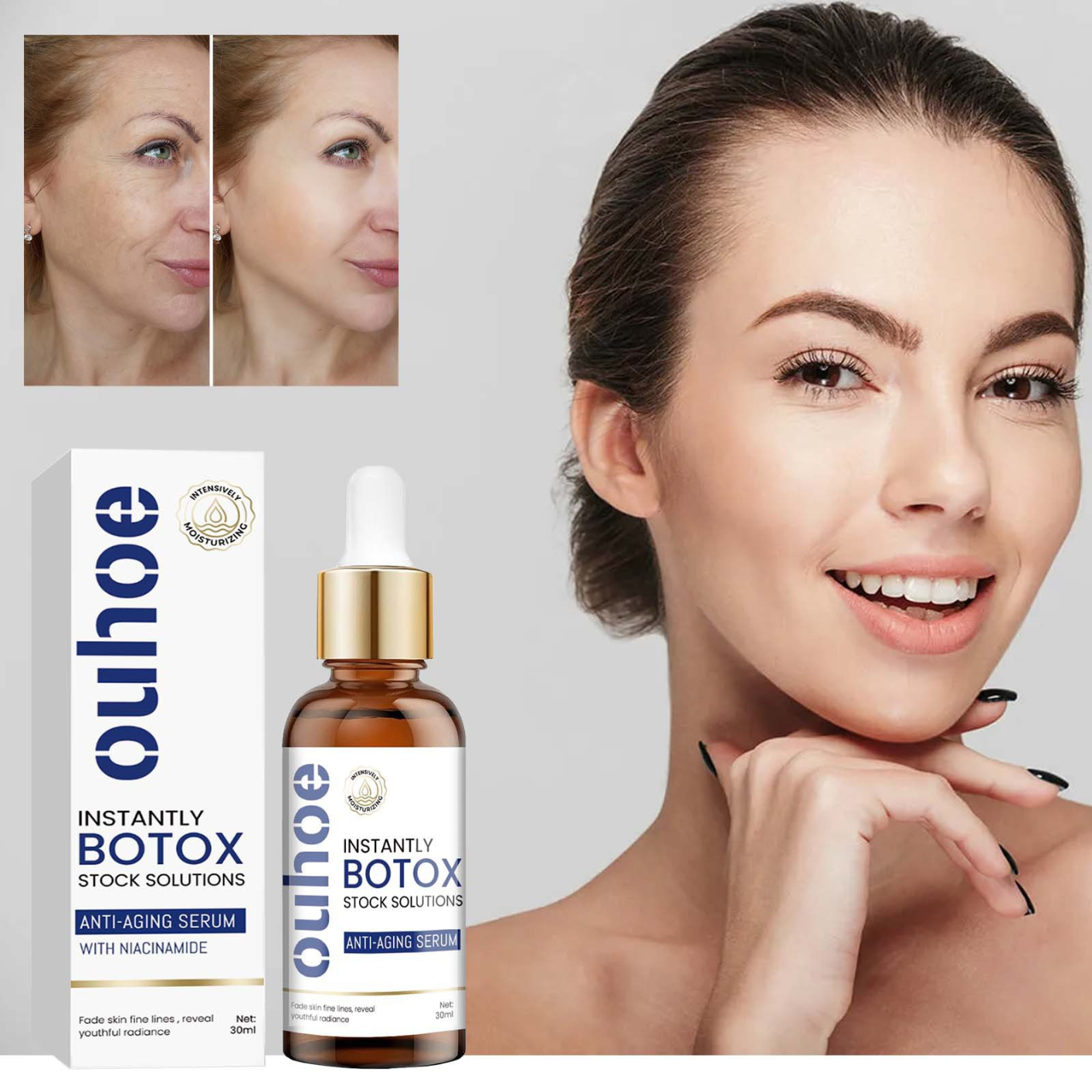 OUHOE Botox Stock Solution Facial Serum,Botox Stock Solution Anti-aging Serum,Botox Face Serum for Women, Reduce Fine Lines, Wrinkles, Plump Skin
