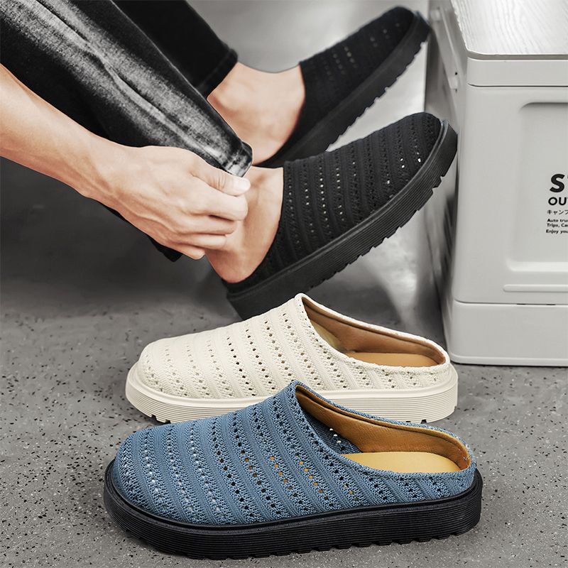 Youth Men Breathable Mesh Shoes Man Fashion Casual Flats Loafers Male Leisure Daily Slip On Footwears For Black