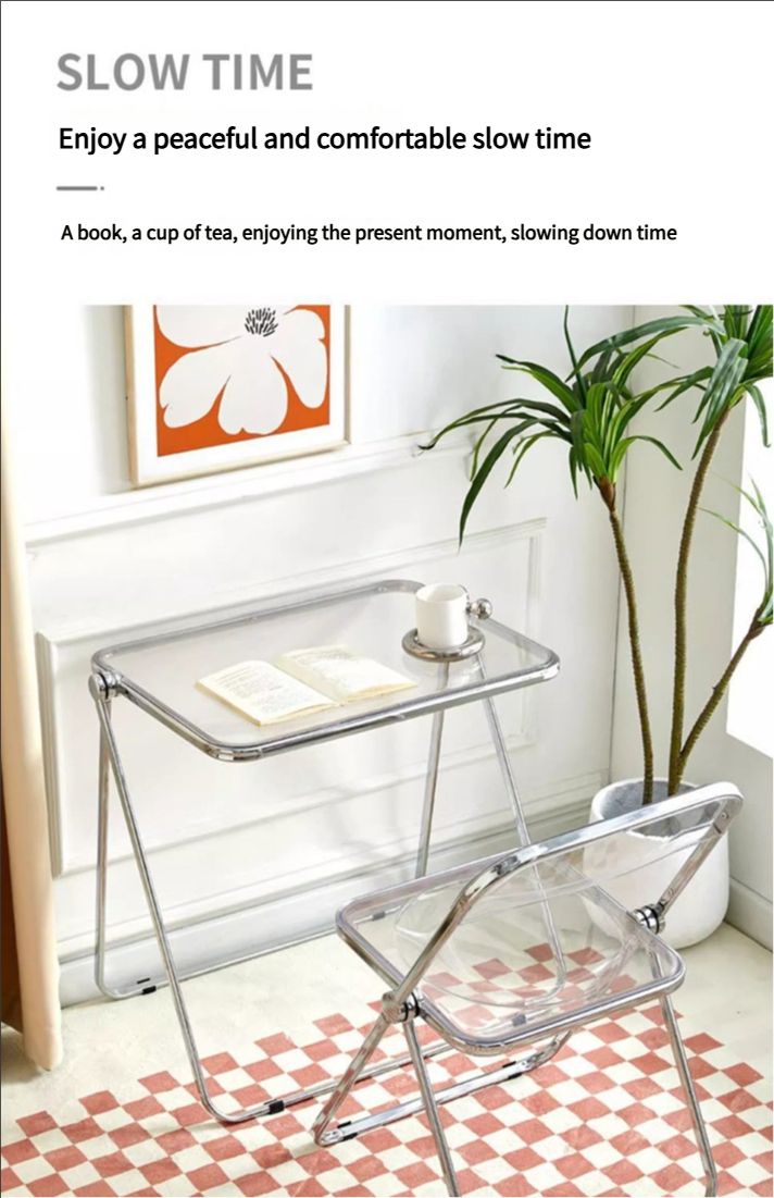 Home transparent folding chair fashionable acrylic crystal chair portable makeup chair ins style internet celebrity photo chair clothing store restaurant chair