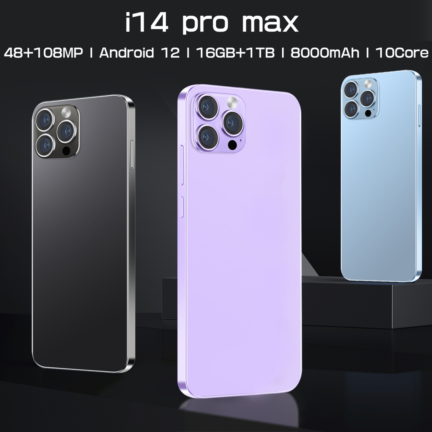 I14 Pro Max 6.5 Inch RAM 6G + ROM 128G Face Unlock HD Full Screen Multifunction Cheap Smartphones On Android Free-Shipping