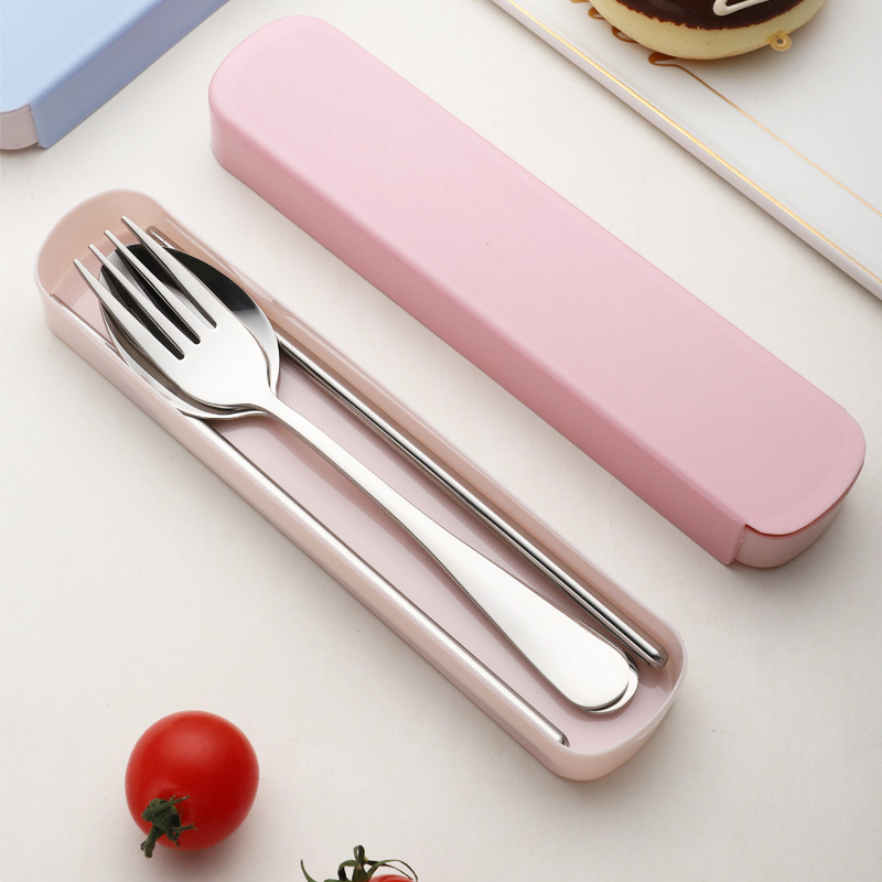 Travel Camping Cutlery Set Portable Tableware Stainless Steel Chopsticks Spoon Fork Steak Knife with Storage Case
