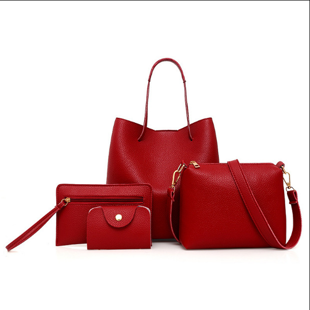 JY7045 4Pcs/set Leather Women Handbag Shoulder Bag Tote Card Holder Purse Satchel