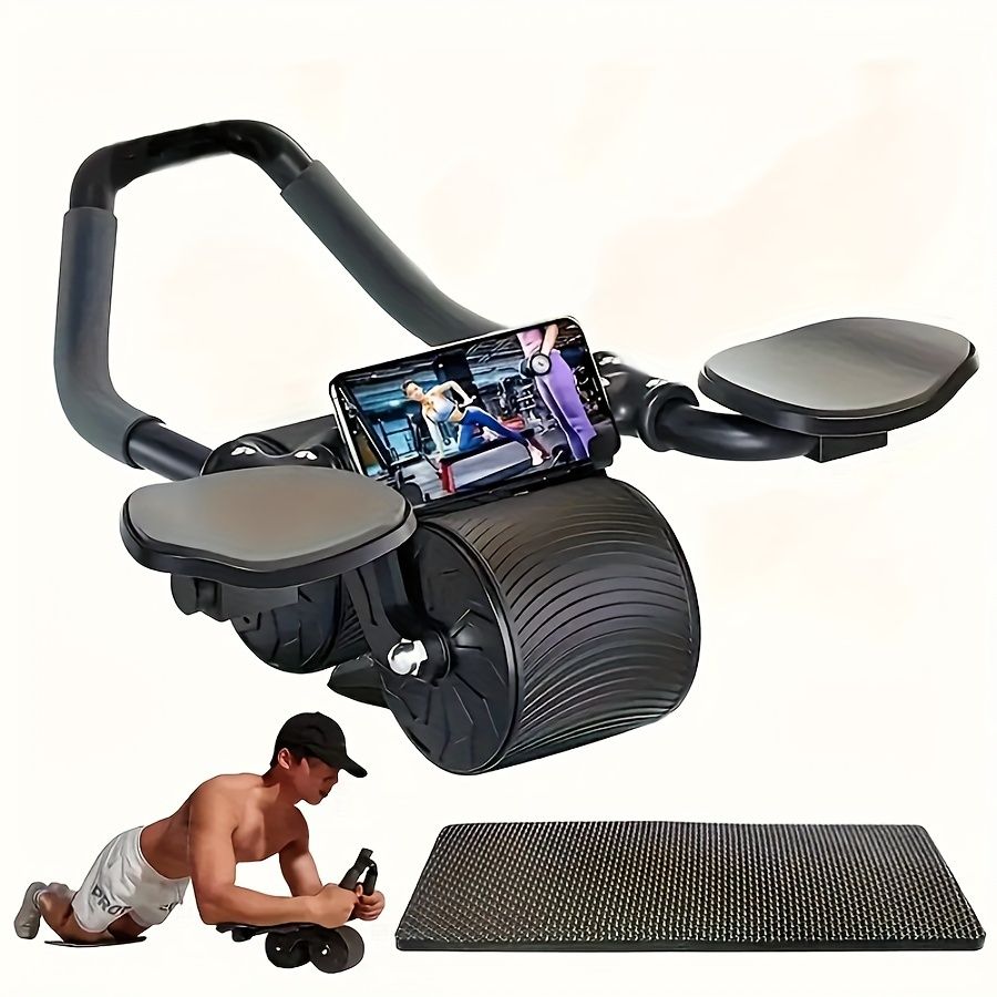 1pc Unisex Pro Abdominal Wheel With Automatic Rebound - High-Performance Core Trainer For Rapid Fat Burning, Sculpted