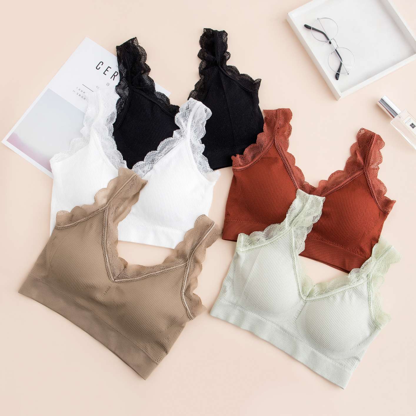 211 No rim sports Bras Sexy Ladies Women bra lace Cotton bra breathable