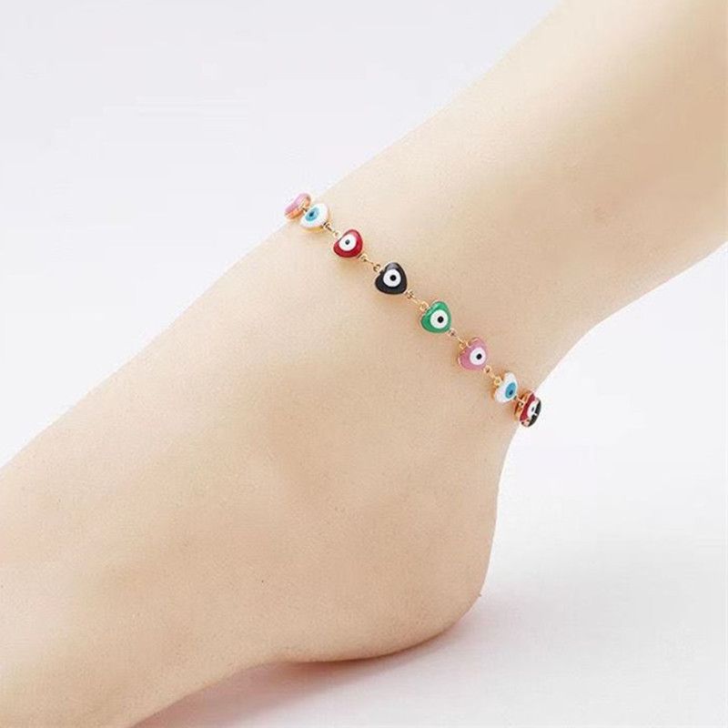 AK22Y0052 Summer Jewelry Beads Foot Anklet Bohemian Beach Anklet Adjustable Devil Eye Anklet for Women Girls