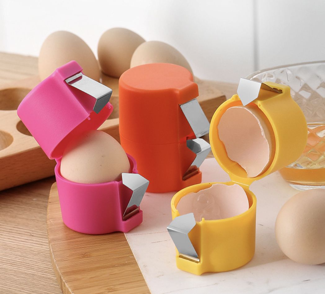 Egg Shell Opener for Raw Eggs Egg Shell Cutter Egg Shell Breaker Egg Cracker Tool Egg Shell Separator Household Kitchen Baking Tools3 pieces(pink+yellow+orange)