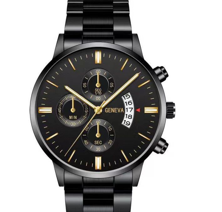 Calendar steel band watch men's large dial quartz watch men's watch foreign trade men's watch