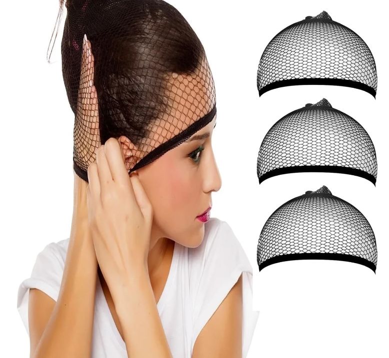 Set of 3 Hair Wig Caps for Men and Women Full Head Net Hair Wig Cap Black