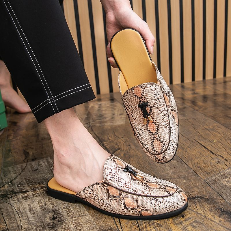 Youth Men Leisure Cool Mules Man Summer Slippers Fashion Casual Leather Loafers Flats Shoes Pu Breathable Slip On Footwears For
