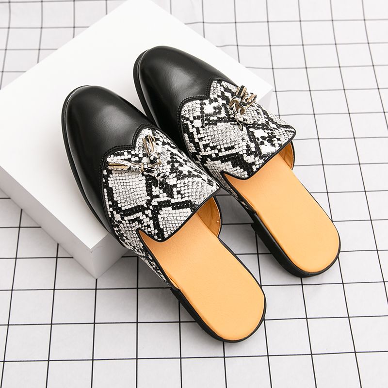 Youth Men Leisure Cool Mules Man Summer Slippers Fashion Casual Leather Loafers Flats Shoes Pu Breathable Slip On Footwears For