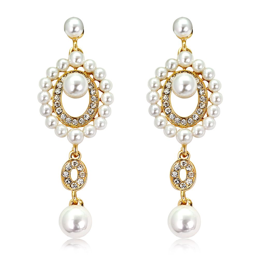 BA021 Cubic Zirconia Pearl Wedding Earrings Pearl Dangle Bridal Earrings Ivory Pearl Drop Earring Pearl Wedding Jewelry for Women Bridal Bridesmaid
